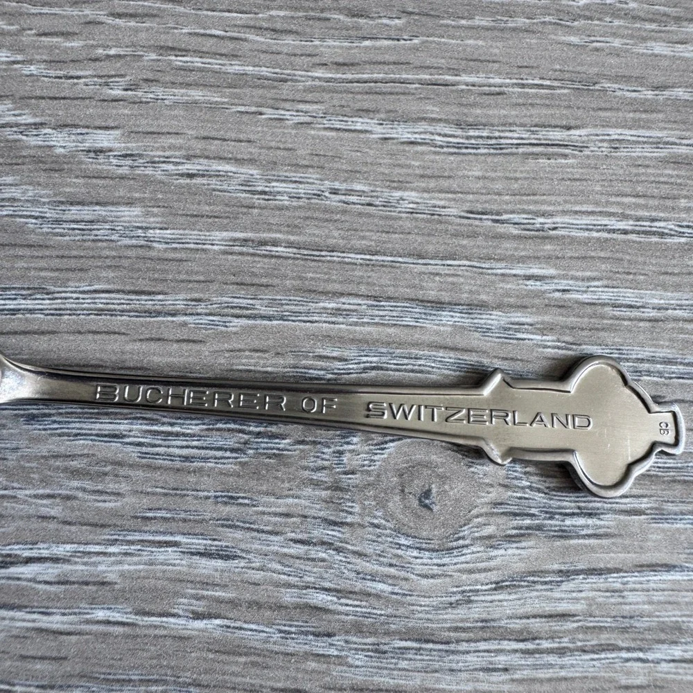 Rolex Bucherer St. Moritz Souvenir Spoon Sun Face Silver Tone Switzerland CB